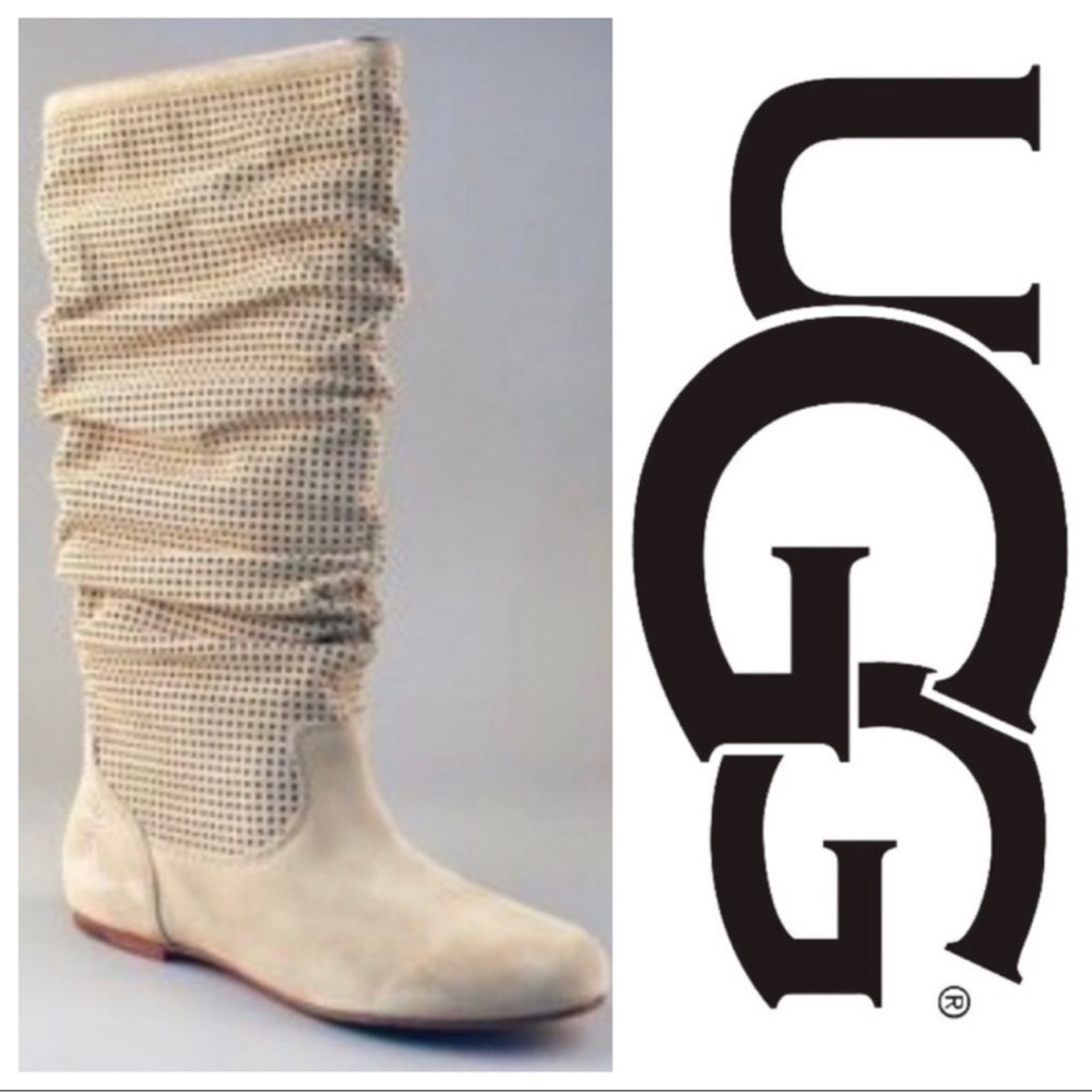 UGG Abilene Suede Perforated Tall Slouch Boots size 9.5